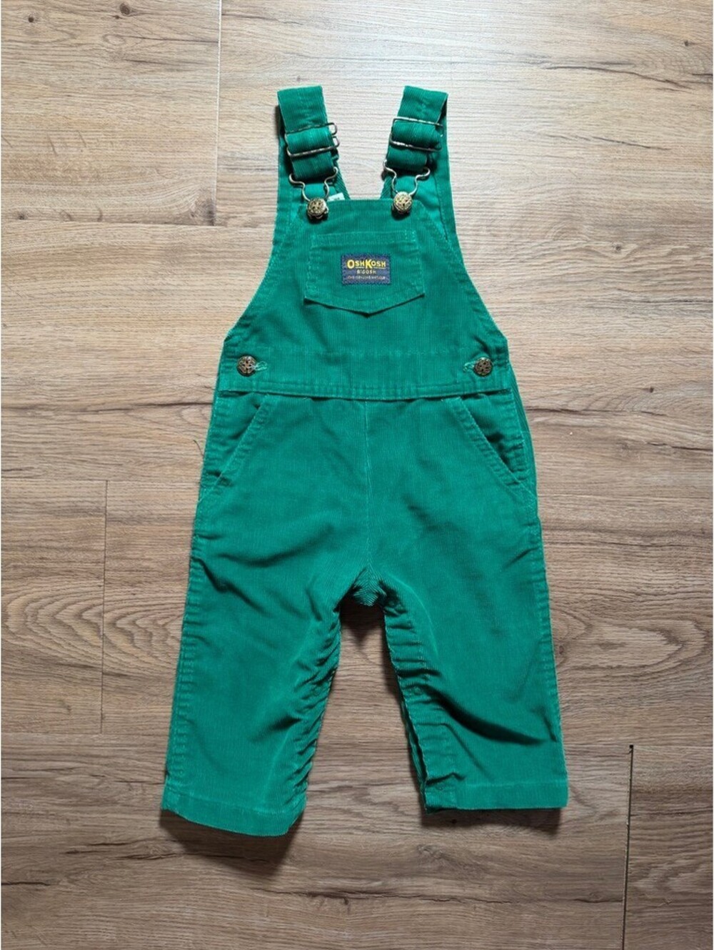 Vintage Oshkosh Green Corduroy Overalls Size 24 months